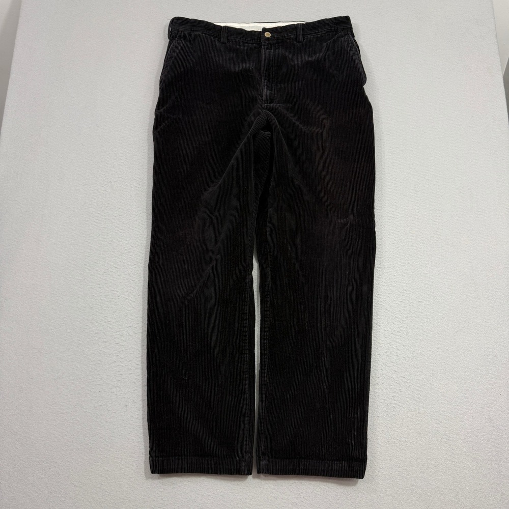 Vintage Savane Corduroy Pants Men's 36x32 Black Straight Leg Casual Flat Front